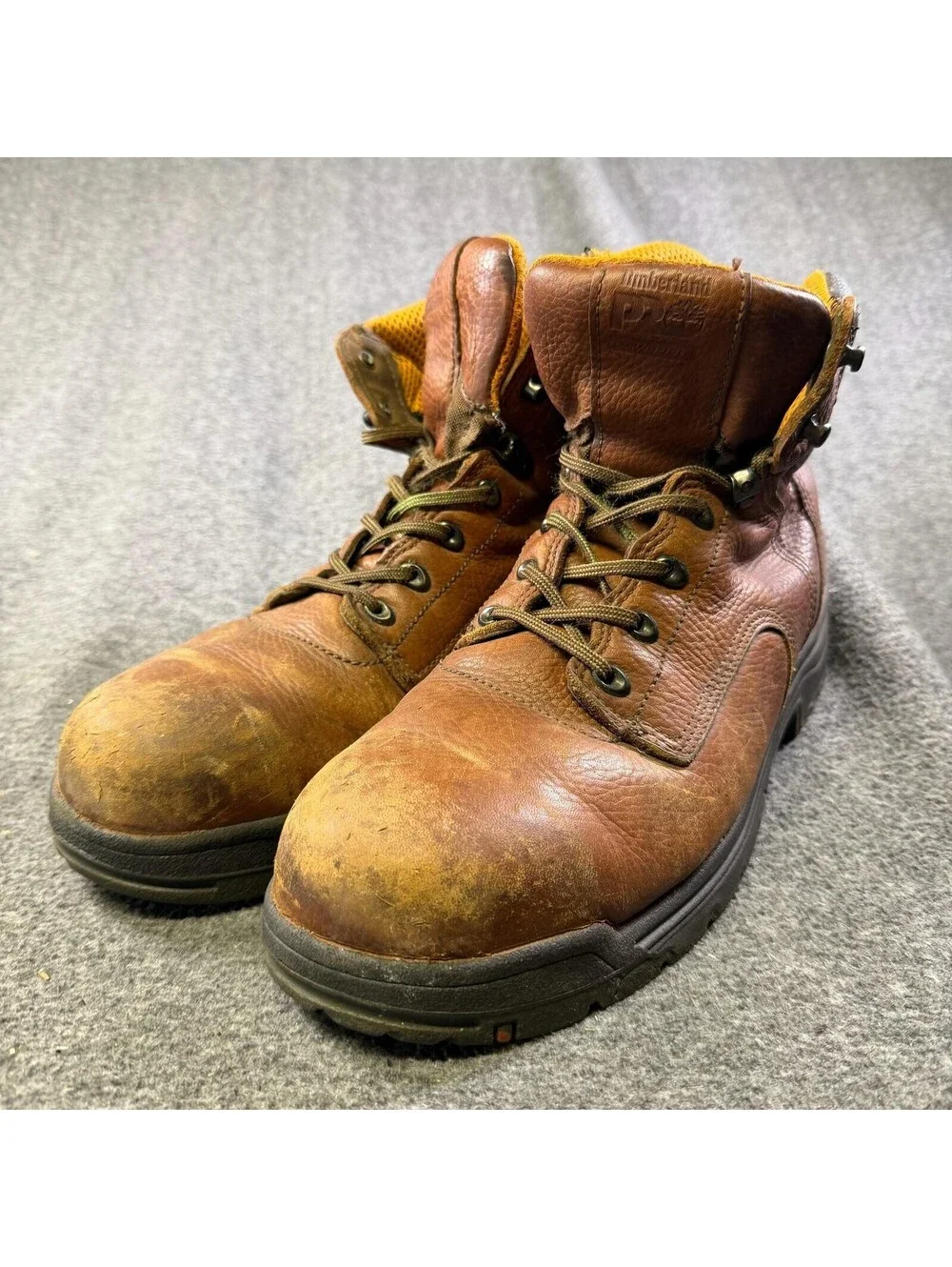 Timberland PRO TiTAN Work Boots Mens Size 13W Brown Leather Safety Toe 26063